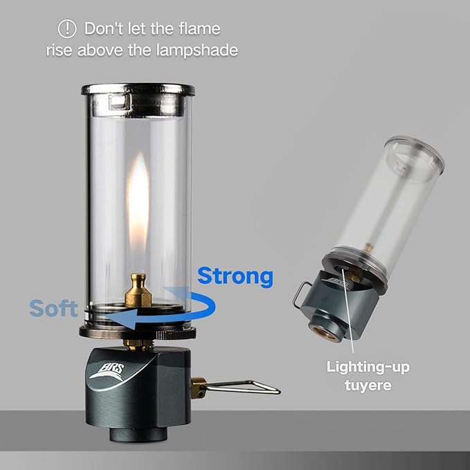 BRS Outdoor Propane Butane Gas Lantern Lamp Candle Lamp Portable Camping Tent Lantern Glass Mantle Lantern for Outdoor Hiking Picnic Emergency Lantern (BRS-55 2pcs)