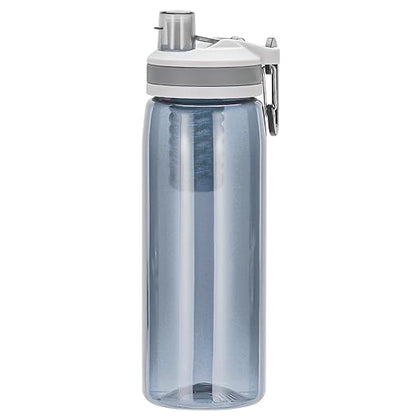 Filtered Water Bottle,Camping Water Purifier Bottle,Portable Press Water Bottle with Filter for Hiking,Travel,Survival,Backpacking, Drinking, Emergency-Gray