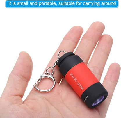 PATIKIL Mini Keychain Flashlight, Pocket LED Flashlight Portable Torch USB Rechargeable for Outdoor Camping Party, Red
