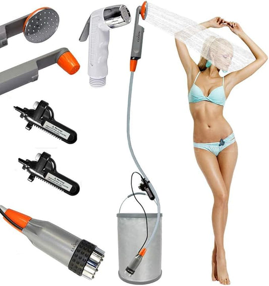 Portable Camping Shower - Portable Water Sprayer - Two Rechargeable Batteries 2200 mAh - Water Pump for Camping, Hiking, Outdoor Travel, Camping Shower Two Batteries