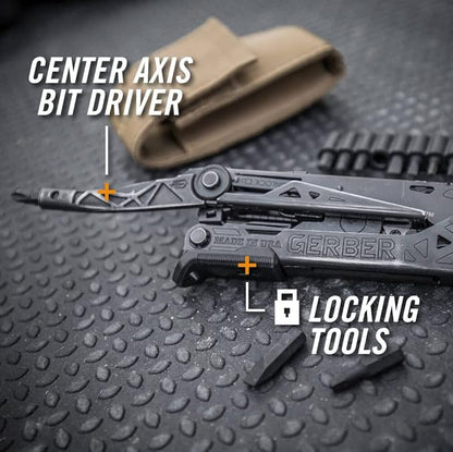 Gerber Gear Center-Drive Multitool - Needle-Nose Pliers, 3.25" Blade & Center-Axis Bit Driver, Magnetic Flathead, Phillips Bits, Sheath - Made in USA