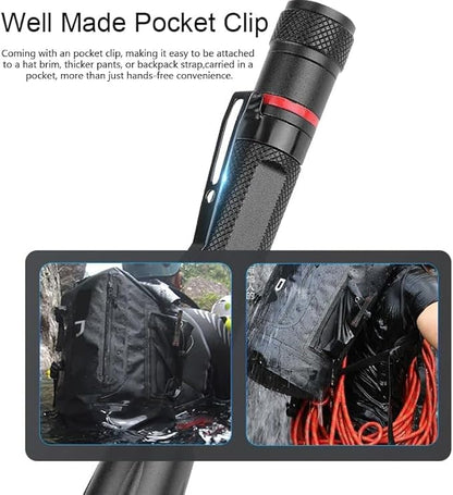MODOAO LED Flashlights with 3 Modes Pocket Torch Penlight with Clip Zoomable -Led Pen Flashlight for Camping Outdoor Use (24 pack)