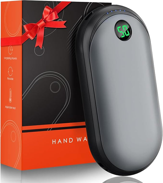 Hand Warmers Rechargeable, 10000mAh Electric Hand Warmer, Reusable Portable Pocket USB Handwarmers with 15 Hours Double-Sided Heating for Women Men Outdoor Camping Skiing