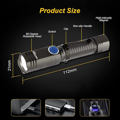 NICRON UV LED Flashlight Rechargeable 90 Degree Mini Flashlight 700 Lumen, 395nm Ultraviolet, 5 Modes and Memory Function for Camping, Outdoor, Hiking B74UV