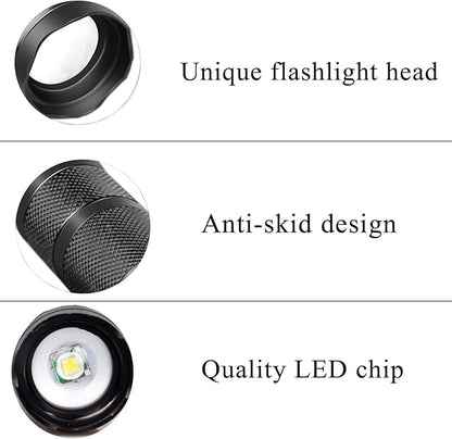 Bright Tactical Flashlight 5 Modes Zoomable Portable EDC Flashlight Handheld Flashlight for Camping Hiking Emergency, 2 Pack