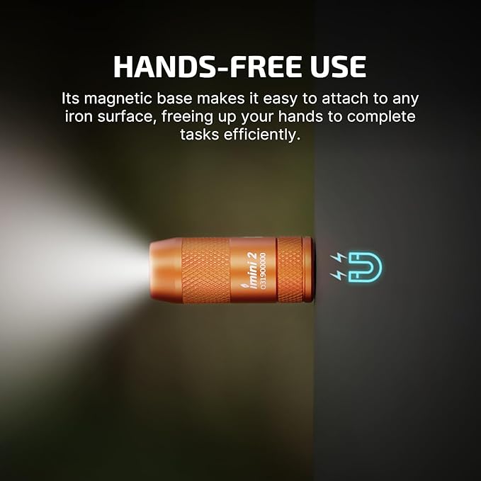 OLIGHT IMINI 2 EDC Rechargeable Keychain Flashlight, 50 Lumens Compact and Portable Mini Light, Tiny LED Keyring Lights with Built-in Battery Ideal for Everyday Carry and Emergencies (Orange)