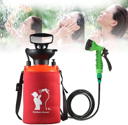 CLICIC Pressure Sprayer with 7 Spray Modes, Camping Shower with Removable Hose and Shower Head for Camping Outdoor Traveling Hiking and Pet Bath