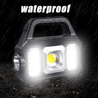 Rechargeable Handheld Light Multifunctional Handheld Flashlight Portable Floodlight Work Light Waterproof LED Searchlight Spotlight with 3 Light Sources 6 Modes for Camping Hiking Emergency 4PACK