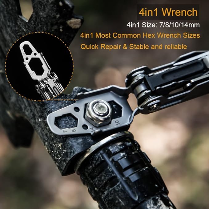 Maerd P11 Multitool, 19in1 Premium Hard Stainless Steel Multi tools Self-Locking, Outdoorsman Survival Camping EDC Multitools, Saw, First Aid Scissors, Sturdy Spring Pliers, Hexagon Wrench