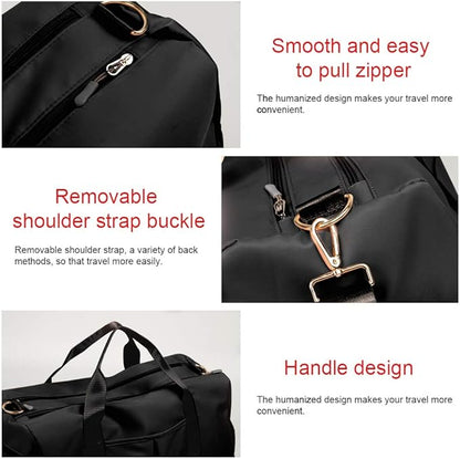 Blackwheel Sports Gym Bag With Shoe Bag Wet Bag Duffle Bag Waterproof Travel Bag for Women Men Black 29L