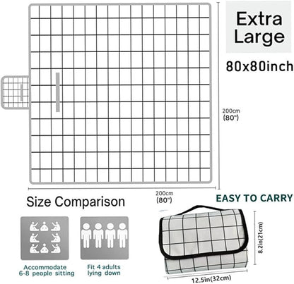 K Y KANGYUN Extra Large Picnic Blanket Outdoor Beach Blankets, Water-Resistant Foldable Sandproof Blankets Cute Picnic Mat for Beach, Camping Grass Lawn Park Mats (White, 80x80 in)