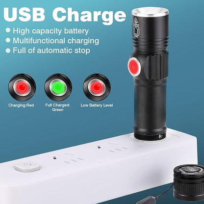 NAKCNM 2 Pack USB Rechargeable Flashlights Mini Handheld Pocket Super Bright Small Flashlight EDC Flashlights for Camping, Hiking, Emergency