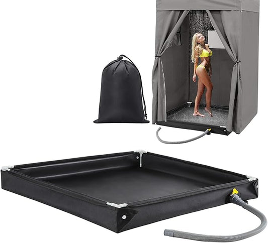 TOBWOLF Portable Shower Pan,Foldable RV Camping Shower Base Outdoor & Indoor,Temporary Showers Floor to Keep Feet Clean for RV, Tent, Awning, Camping, Beach