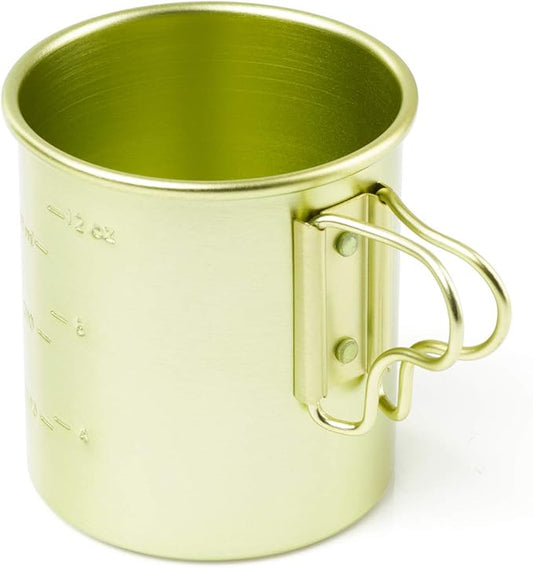 GSI Outdoors Bugaboo Cup - Ultralight Aluminum Camping & Backpacking Mug with Folding Handles - Hot Coffee, Tea, Soup (14oz)