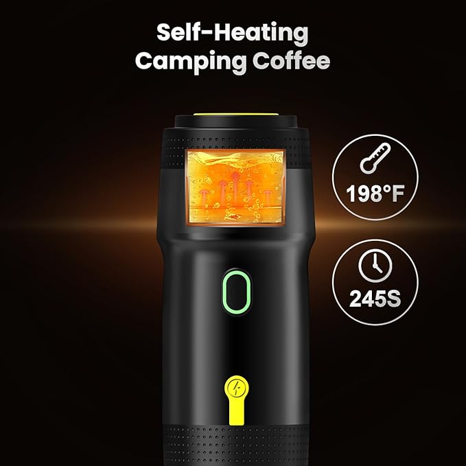 Portable Espresso Maker,3-in-1Portable Coffee Maker,20 Bar Mini Espresso Machine,Self-Heating Travel Espresso Maker Compatible with NS, DG Pods & Ground Coffee, for Camping Hiking,Office,RV
