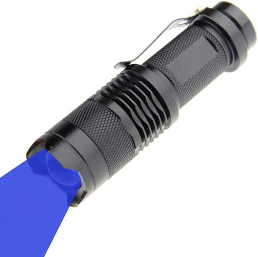 Scalable Blue LED 3 Mode Long Range Blue Beam Blue Light Flashlight, Blue LED Flashlight Blue Flashlight Torch with Blue Light Blue LED for Night Fishing and Outdoor Activities-Black House