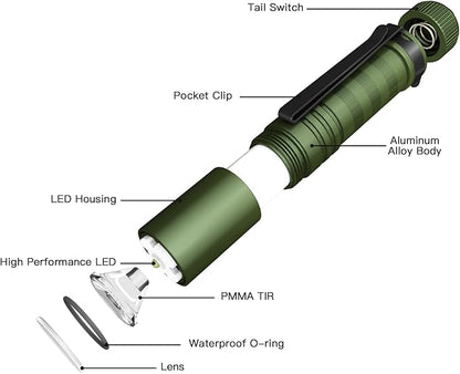 ThruNite BSS Saber 1015 Lumens AA Mini Flashlight Rechargeable, Small EDC Flashlight with Clip High Performance LED Light (Dark Green)