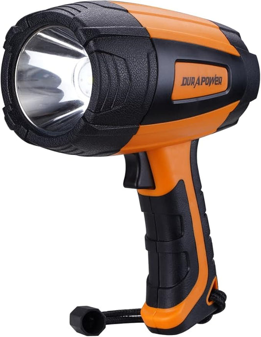 Durapower Rechargeable Spotlight, 60000 Lumen Super Bright LED Handheld Spotlight, IP44 Waterproof Spotlight Flashlight Portable for Marine Boat Camping Country Farm