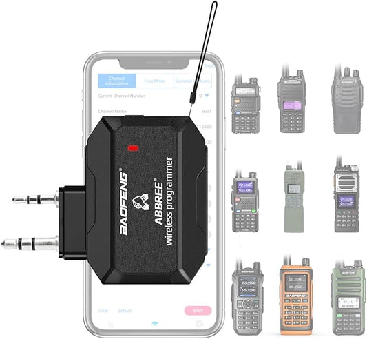 ABBREE Ham Radio Wireless Programmer Adapter for Baofeng UV-5R BF-F8HP 5RM UV-21R K5Plus UV-17R BF-888S AR-152 GM-15 Pro GM-5RH UV-5G Plus Quansheng UV-K5 Handheld Two Way Radio