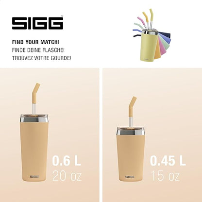 SIGG - Insulated Mug - Travel Mug Helia - With Durable Glass Straw & Cleaning Brush - Leakproof - BPA Free - 18/8 Stainless Steel - 15oz/20oz