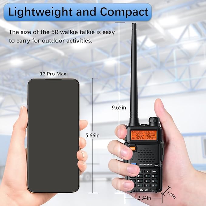 BAOFENG UV-5R Two Way Radio Long Range Walkie Talkies for Adults Handheld Ham Radio with 128 Channels, DTMF, VOX, SOS, Flashlight, 1800mAh Rechargeable Battery, Earpiece