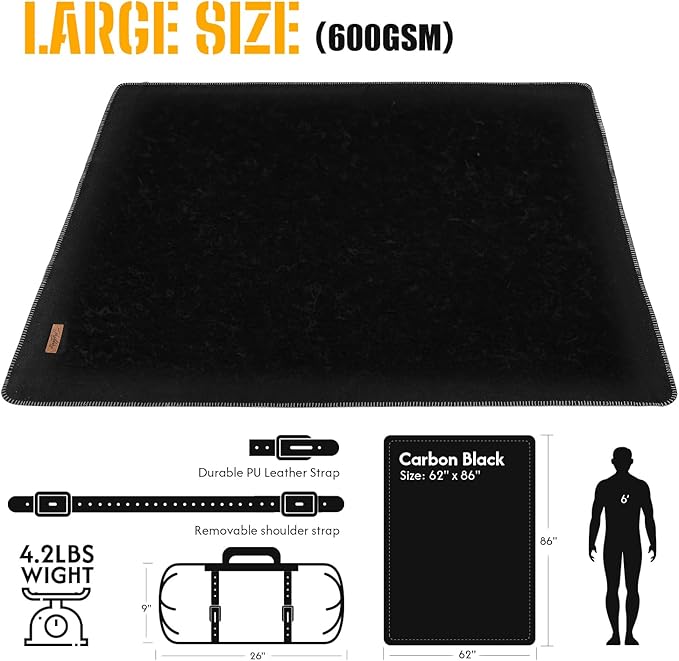100% Wool Blanket, 62" x 86", Warm, Thick, Washable, Military Wool Blanket, Great for Camping, Outdoors, Sporting Events, Survival Kits,Carbon Black