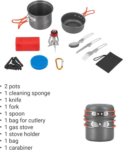 Bulin 24/13/11/8/4 PCS Camping Cookware Mess Kit Lightweight Backpacking Cooking Set Outdoor Cook Gear for Family Hiking, Picnic(Kettle, Pot, Frying Pan, Bowls, Plates, Spoon)