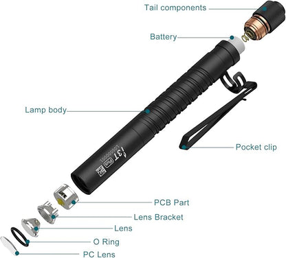 OLIGHT I3T Plus 250 Lumens EDC Pocket Slim Flashlight with 2 AAA Batteries and a PMMA Optic Lens, Tail-switch LED Flashlight with Dual Direction Pocket Clip for Camping, Outdoor, and Emergency (Black)
