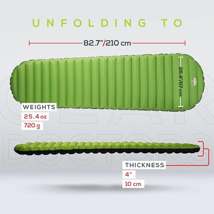 Gear Doctors® Sleeping Pad for Camping & Backpacking [Ultralight 25oz] - Sleeping Mat Camping - Ultralight Sleeping Pad - Inflatable Sleeping Pad for Camping - Camp Mattress Pad (5.2 R-Value) - Large