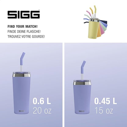 SIGG - Insulated Mug - Travel Mug Helia - With Durable Glass Straw & Cleaning Brush - Leakproof - BPA Free - 18/8 Stainless Steel - 15oz/20oz
