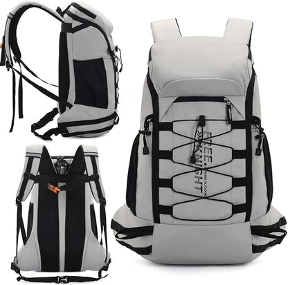 Bseash 40L Waterproof Hiking Camping Backpack with Rain Cover, Outdoor Sport Travel Daypack Rucksack for Skiing Cycling (Gray)