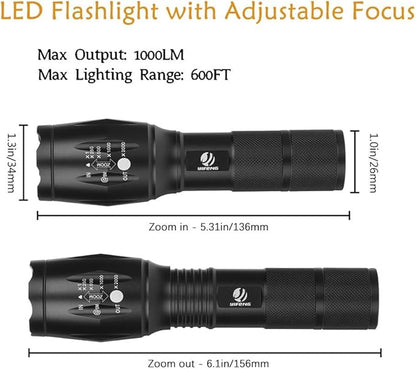 yIFeNG Tactical Flashlight Led Flashlight High Lumens S1000 - T6 Upgraded Flash Light Ultra Bright with Zoomable 5 Modes, Camping Accessories for Outdoor Emergency Gear (2 Pack)