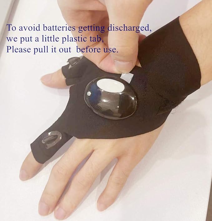 Flashlight Gloves, Fingerless LED Flashlight Gloves, Birthday Gifts for man, Hands Free Flashlights for Working in Darkness Places Fishing, Repair, Camping, Hiking, Running