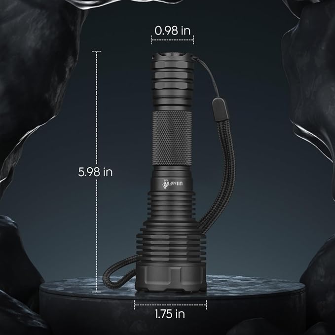 ULTRAFIRE C15 2000 High Lumens LED Flashlight Rechargeable Long Range Tactical Flashlight,5 Modes Super Bright EDC Torch,IPX54 Waterproof for Camping, Outdoor, Emergency Battery not Included