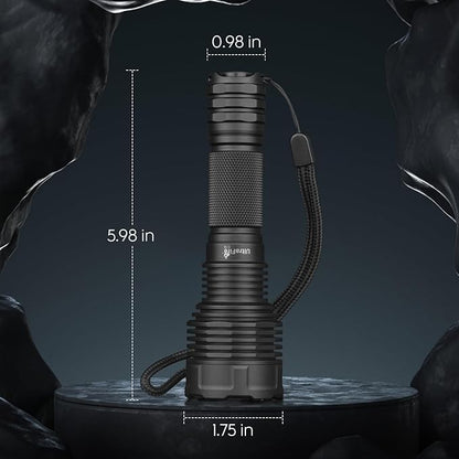 ULTRAFIRE C15 2000 High Lumens LED Flashlight Rechargeable Long Range Tactical Flashlight,5 Modes Super Bright EDC Torch,IPX54 Waterproof for Camping, Outdoor, Emergency Battery not Included