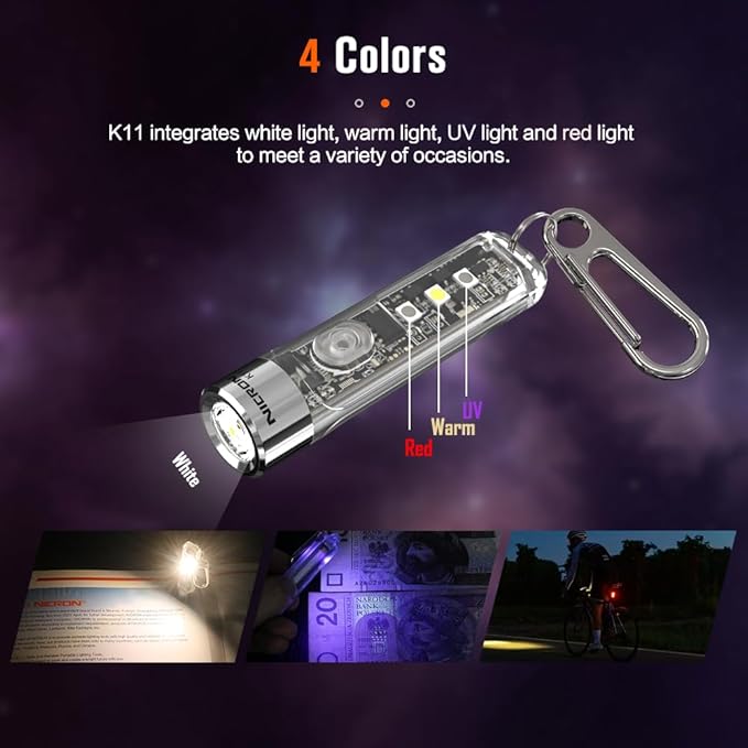 NICRON K11 Rechargeable Keychain Flashlight Lightweight,400 Hight Lumen with Extra 4 Sidelight, IPX4 EDC Mini Flashlight Be Used for Camping Outdoors Emergency Daiy Use