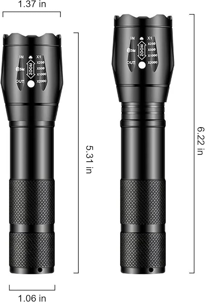 Red Light Flashlight, Dual Color Red Lights and White Light Zoomable LED Handheld Flashlights for Night Observation, Astronomy Aviation, Camping, Hiking