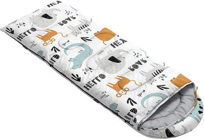 Kids Sleeping Bag for Boys Girls,Cute Puppy Print-Lightweight Warm Portable Outdoor Indoor-Waterproof Cold Weather Resistant Sleeping Bag for Camping Hiking