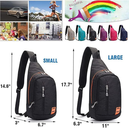 Peicees Small Sling Backpack Waterproof Unisex Shoulder Bag Chest Crossbody Daypack