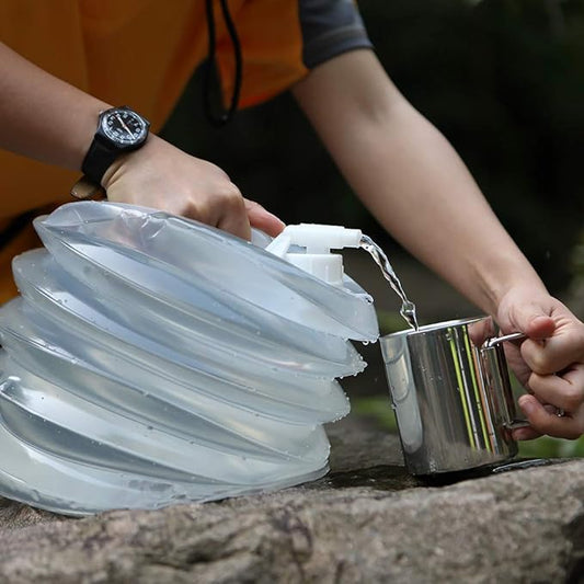 AceCamp Accordion Jerrycans, Collapsible Water Container, Drinking Water Carrier Jug with Spigot, Food Grade PET, Camping, Hiking, Backpacking, Outdoor, Flat Convenient Storage (5 Liter)