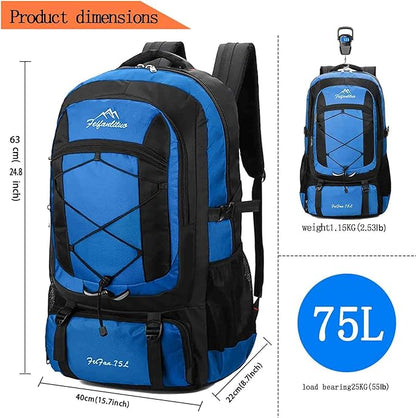 Hiking Backpack Waterproof Lightweight Durable 75L Large Capacity Travel Backpack Suitable for Hiking, Mountaineering, Camping, Fishing...