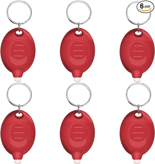 Mini LED Red Light Keychain Flashlight, Small Keychain Flashlight 12 Lumen Portable Pocket Flashlight, Ultra Bright Micro LED Flashlight Red Light Flashlight with Red Shell (6PCS)