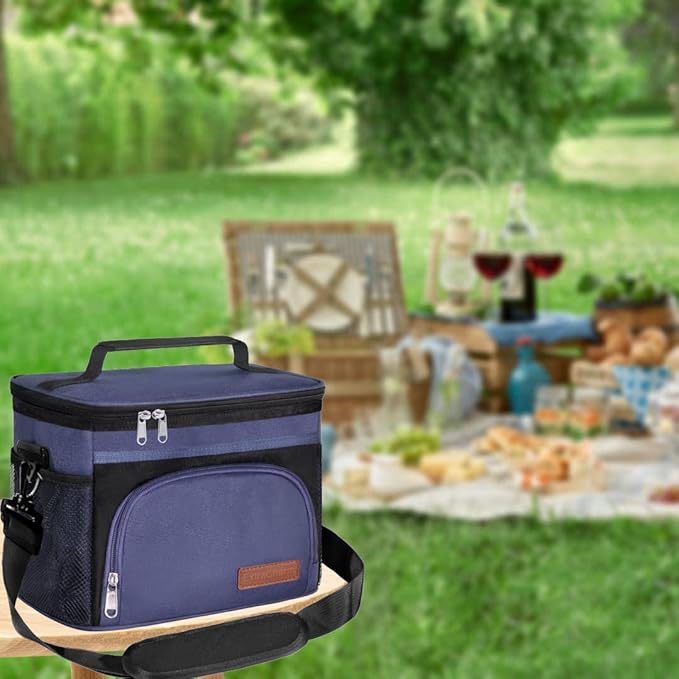 ExtraCharm Insulated Lunch Bag for Women/Men - Reusable Lunch Box for Office Picnic Hiking Beach - Leakproof Cooler Tote Bag Organizer with Adjustable Shoulder Strap for Adults