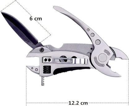 Multifunction Hardware Stainless Steel Wrench & Allen, Screwdriver,Knife, saw blade, SawCan Opener, Bottle Opener & Much More (Silver)