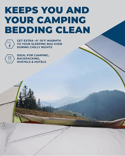 The Friendly Swede Sleeping Bag Liner — Ultralight Polyester or Cold Weather Microfiber Adult Sleep Sack; Thin Travel Sheets for Hotel; Camping Sheets; Travel Sleeping Bag with Pocket-Size Stuff Sack