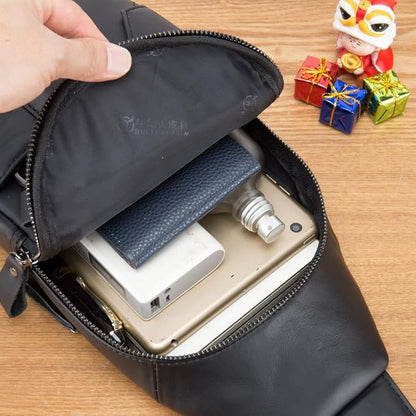 Vintage Genuine Leather Sling Bag Backpack for Men Crossbody with Cellphone Stand Chain Chest Shoulder Crossbody Daypack Black