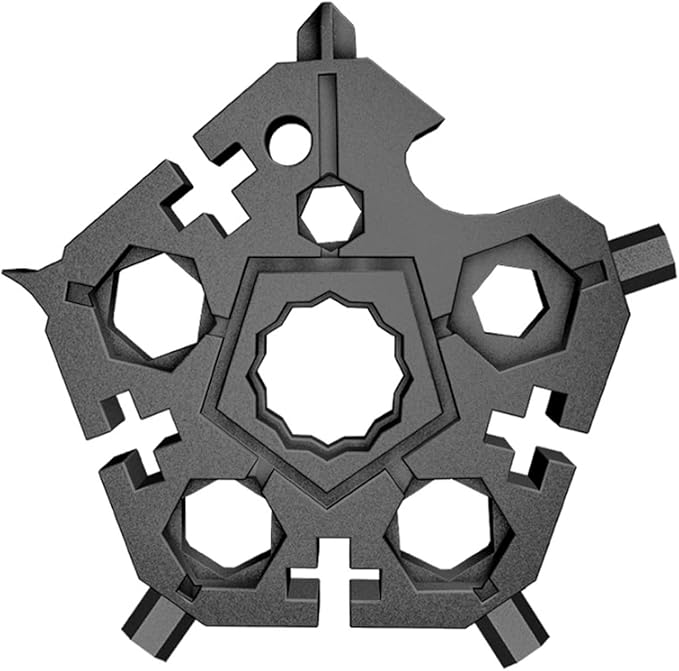 23-in-1 Snowflake Multitool Stainless Steel Multitool,Chxico 23-in-1 Stainless Multi-tool with Key Ring,Gift for Christmas(Black)