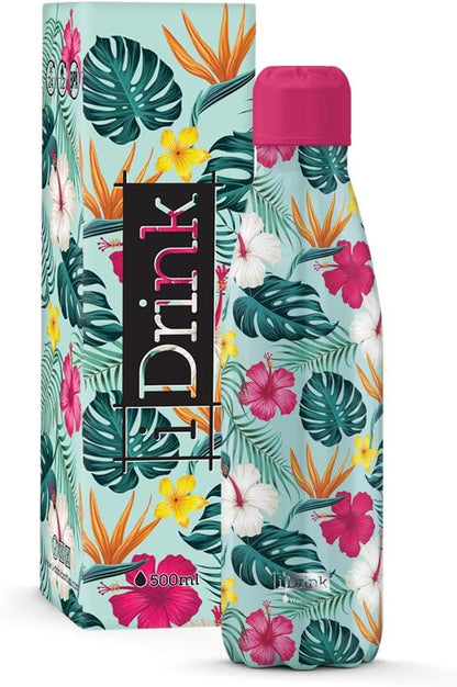 IDRINK® - Revolutionary thermal bottle, 2 walls, stainless steel bottle, 500 ML TROPICAL