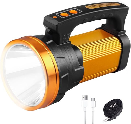 1000,000LM Spotlight 13600mAh Spotlight Flashlight 80H Long Lasting IP67 Waterproof Rechargeable Spotlight 3Modes Spot Light for Outdoor Indoor Camping Home Emergency
