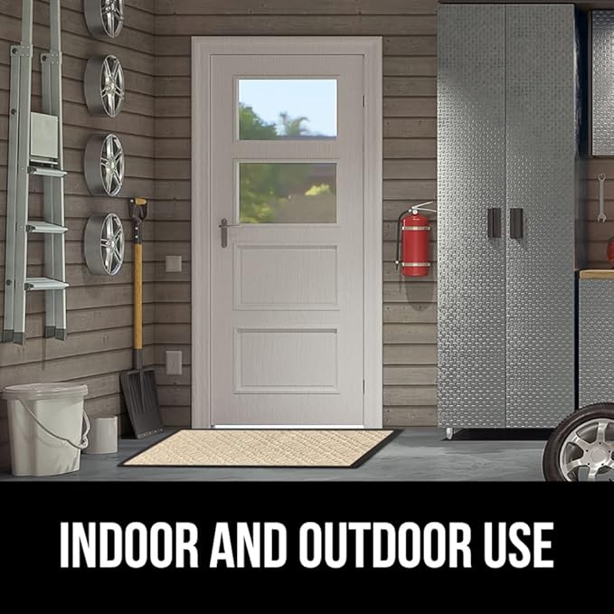 GORILLA GRIP 100% Waterproof All-Season WeatherMax Doormat, 72x24 Runner, Durable Natural Rubber, Stain and Fade Resistant, Low Profile, Indoor Outdoor Door Mats, Easy Clean Entry Mat, Modern Latte